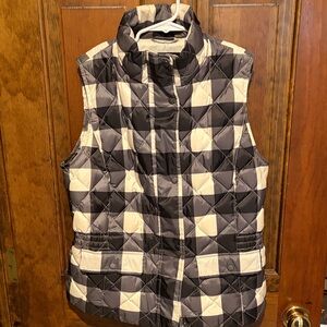 Talbots Black and Cream Quilted Vest - Petite small